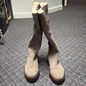 Preloved Caslon leather upper faux fur grey boots size 6.5